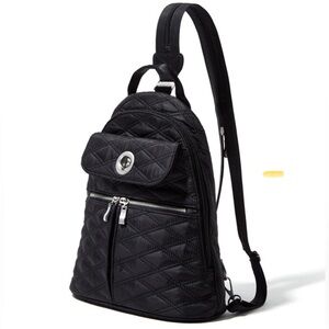 Baggallini Naples Convertible Backpack in black quilt nylon